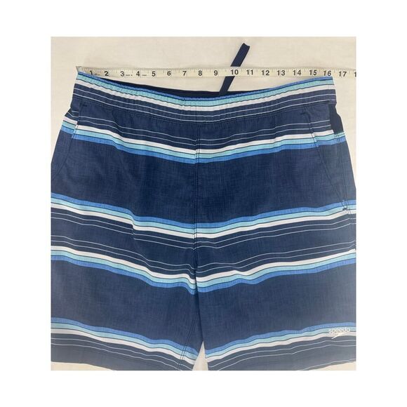 Speedo Men's Swim Trunks Shorts Lined Striped Active Blue Swimsuit - Medium - Picture 2 of 9